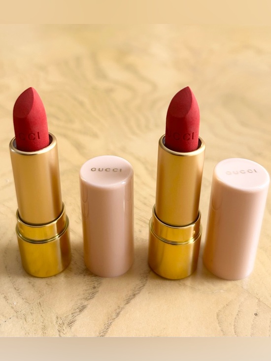 2 Pc Gucci Rouge A Levres Matte Lipstick Goldie Red Mini Travel